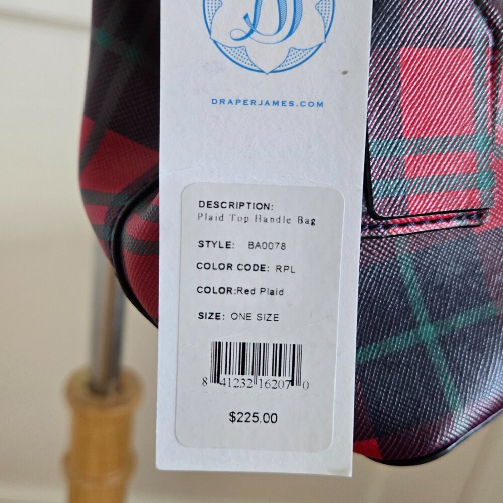 Draper James Red Plaid Top Handle Shoulder Bag NWT - Picture 7 of 13